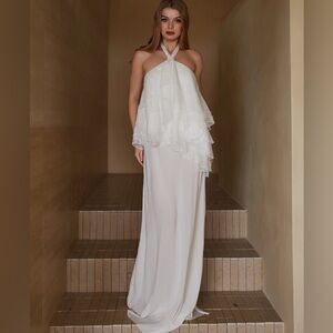NEW WITH TAGS Prilin Ivory Ruffle Gown